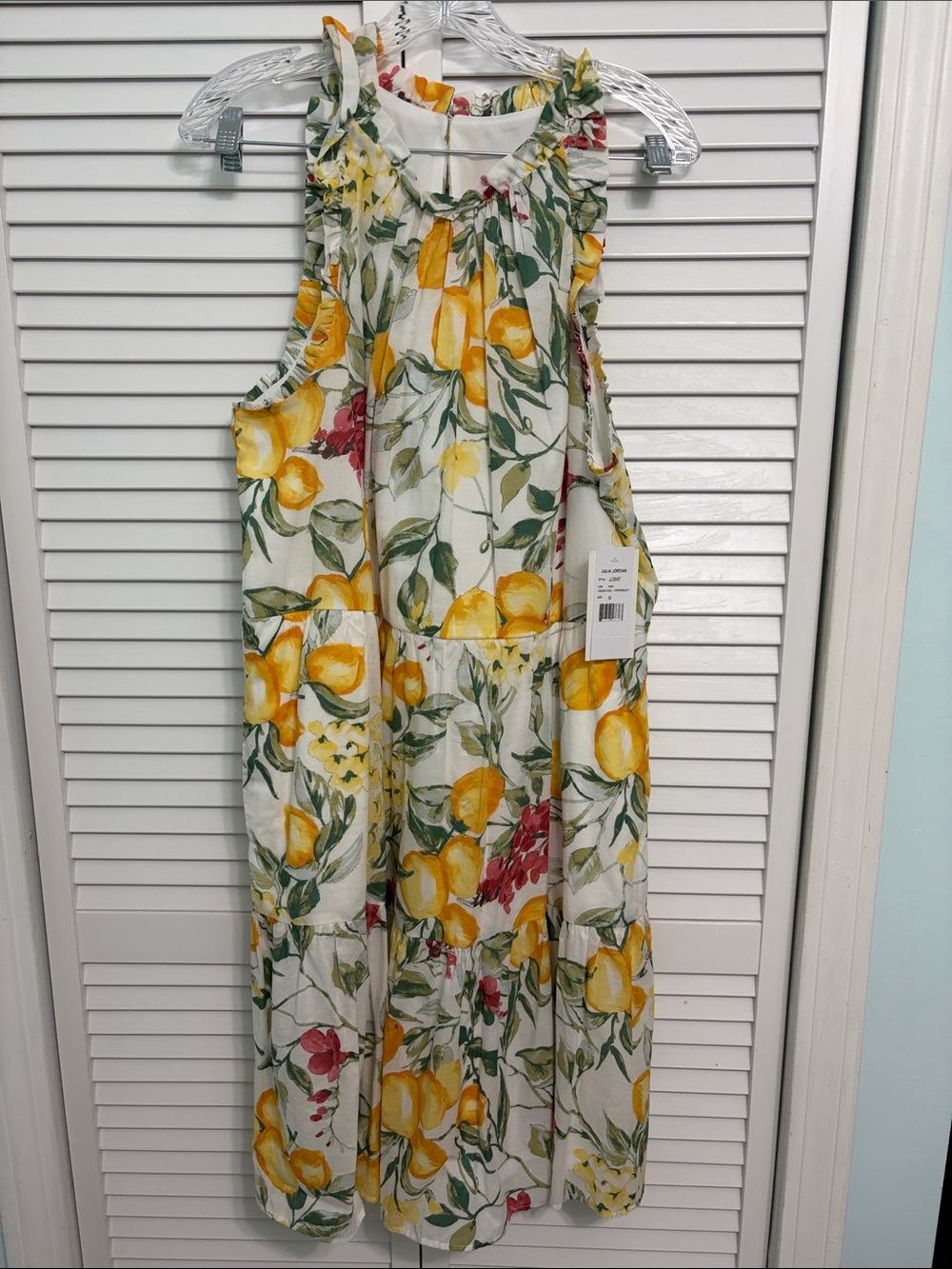 julia jordan White Floral Lemon-Print Midi Dress